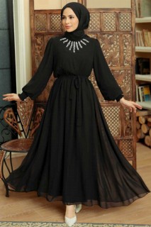 Clothes - Black Hijab Dress 100341688 - Turkey