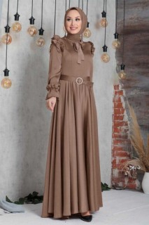 Evening & Party Dresses - Beige Hijab Evening Dress 100335888 - Turkey