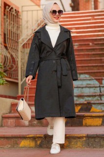Outwear - Black Hijab Trenchcoat 100299062 - Turkey