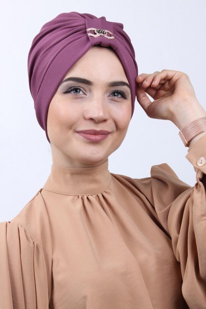 Woman Bonnet & Turban - Buckled Double-Sided Bonnet Dark Rose 100285176 - Turkey
