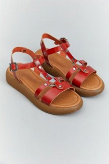 Kevon Red Leather Sandals 100343442