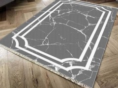 Carpet - Non-Slip Base Digital Print Velvet Carpet Linear Stone Anthracite 150x220 Cm 100260386 - Turkey