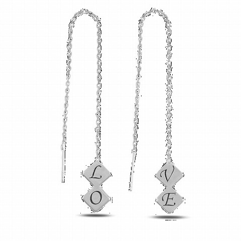 Jewelry & Watches - Love Dangle Women's Silver Earrings Silver 100346672 - Turkey