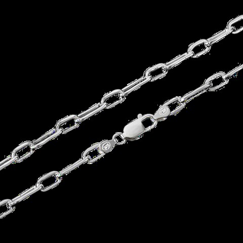 Necklace - Rectangle Ring Silver Chain Necklace 100350103 - Turkey