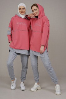 Lingerie & Pajamas - Women's Hooded Reverse Stitched Tracksuit 100325831 - Turkey