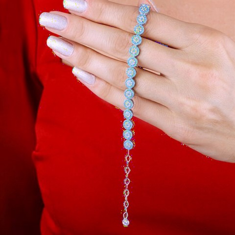 Flower Motif Zircon Stone Women's Sterling Silver Bracelet 100349632