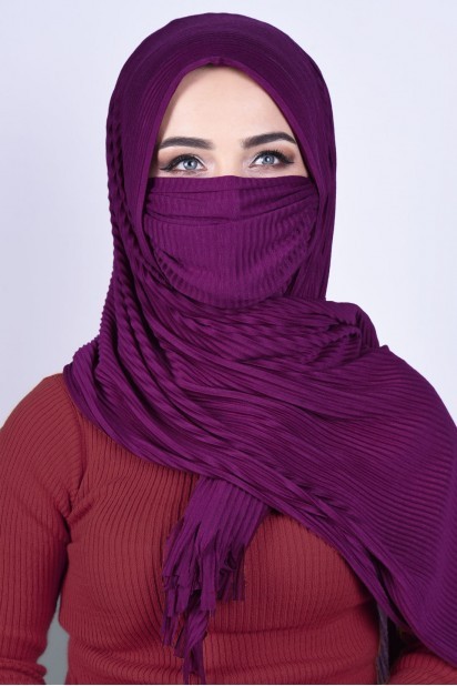 Woman Hijab & Scarf - Masked Shawl Purple 100285350 - Turkey