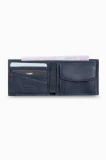 Coin Purse Navy Blue Genuine Leather Horizontal Men's Wallet 100346303