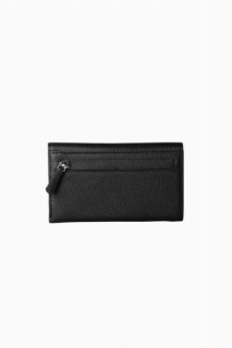 Black Snap Fastener Genuine Leather Women's Wallet 100346309