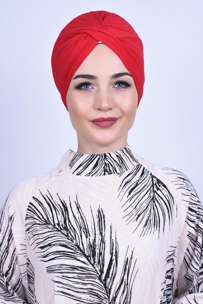 Woman Bonnet & Turban - Vera Outer Bonnet Red 100285688 - Turkey