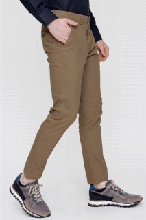 Men's Brown Cotton Slim Fit Side Pocket Linen Trousers 100350629