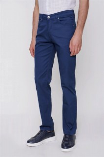pants - Men's Sax Blue Summer Dobby Cotton 5 Pockets Dynamic Fit Casual Fit Trousers 100350867 - Turkey