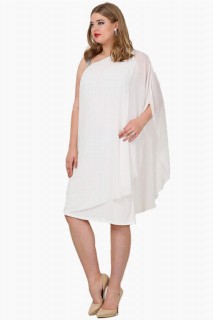 Evening Dress - Plus Size Chiffon One Sided Strap Dress 100276011 - Turkey
