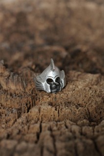 Silver Rings 925 - Skull Design Men's Ring With Adjustable Helmet 100319205 - Turkey
