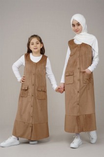 Young Girl Buttoned Velvet Gilet Dress 100325630