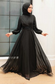 Evening & Party Dresses - فستان سهرة حجاب أسود 100340340 - Turkey
