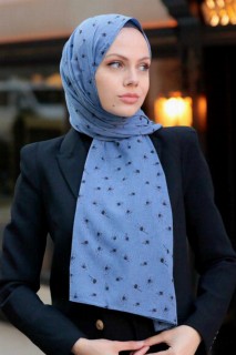 Woman Bonnet & Hijab - شال حجاب أزرق نيلي 100339173 - Turkey