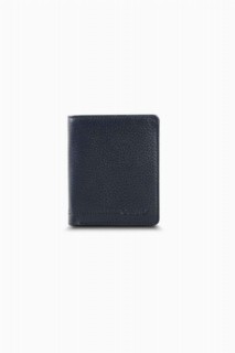 Wallet - Medium Double Piston Men's Wallet, Navy Blue with Coin Eyes 100345637 - Turkey