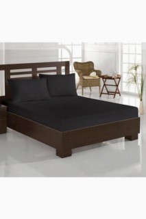 Combed Single Bed Elastic Bed Sheet Black 100259133