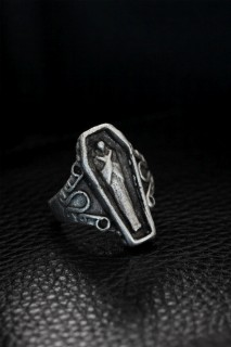 Silver Rings 925 - Adjustable Coffin Model Men's Ring 100319546 - Turkey
