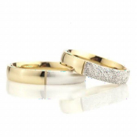 Men - Fine Silver And Gold Plated Silver Wedding Ring 100347908 - Turkey