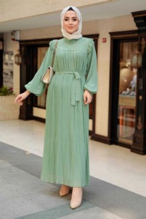Woman Clothing - Mintfarbenes Hijab-Kleid 100341479 - Turkey