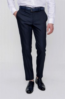 Men Clothing - Men's Navy Blue Jacquard Slim Fit Slim Fit Trousers 100350737 - Turkey