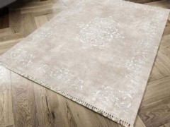 Carpet - Non-Slip Base Digital Print Velvet Carpet Alberta Cream 150x220 Cm 100260410 - Turkey