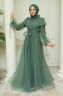 Khaki Hijab Evening Dress 100341593