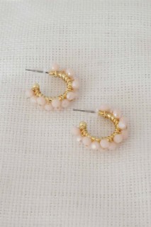 Earrings - Powder Color Crystal Beads Knitted Women earrings 100327559 - Turkey