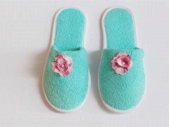Home Product - Pearl Pink Rose Patterned Slippers Mint 100258029 - Turkey
