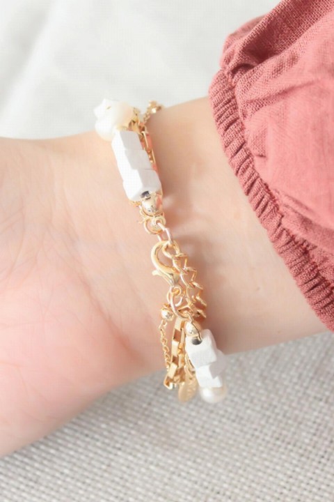 Gold Color Double Pearls Women's Bracelet 100328001