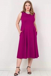Plus Size Pocket Dress Fuchsia 100276059