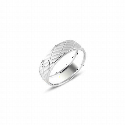 Men - 925 Sterling Silver Simple Motif Wedding Ring 100347193 - Turkey