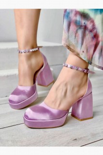 Elzara Lilac Satin Platform Shoes 100344141