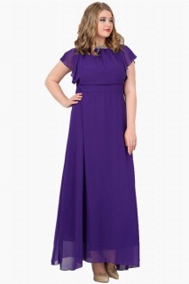 Plus Size - Plus Size Top Chiffon Long Evening Dress 100276083 - Turkey