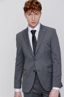 Men's Gray Basic Straight Slim Fit Slim Fit 6 Drop Suit 100350703