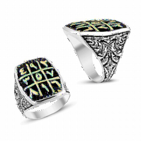 Men - Ebced Calculated Ottoman Motif Men's Sterling Silver Ring 100349028 - Turkey