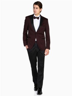 Outdoor - Men's Claret Red Vienna Slim Fit Groom Suit 100351076 - Turkey