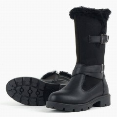 Black Zippered Girls Knee Boots & Booties 100278849