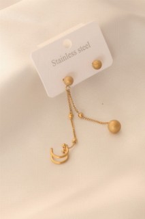 Jewelry & Watches - Gold Color Steel Hanging Ball Women's Earrings 100327754 - Turkey