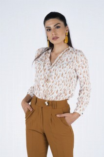 Clothes - Women's Necklace Detailed Drop Pattern Shirt 100326297 - Turkey