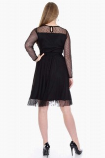 Plus Size Polka Dot Evening Dress Black 100276223