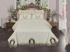 Bed Covers - Venice French Guipure Blanket Set Cream 100330347 - Turkey