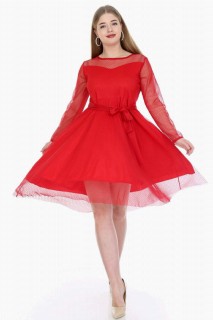 Plus Size Polka Dot Tulle Short Evening Dress 100276224