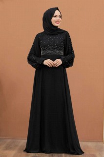 Evening & Party Dresses - Black Hijab Evening Dress 100337577 - Turkey