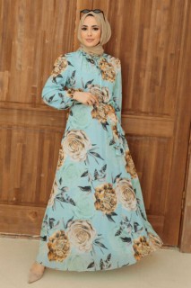 Clothes - Baby Blue Hijab Dress 100338529 - Turkey