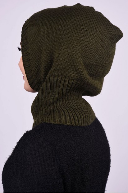 Knitted Wool Beret Khaki Green 100284905