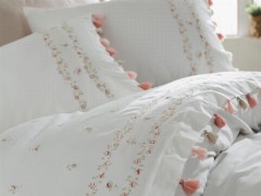 Lace Royal Embroidered Tasseled Cotton Satin Duvet Cover Set 100259799