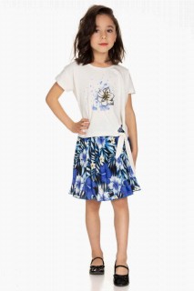 Outwear - Blauer Anzug mit Blumenmuster, Pailletten und Perlenstickerei für Mädchen 100327228 - Turkey